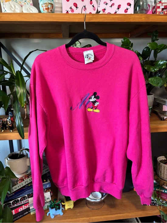 Disney Tops - Vintage Mickey & Co Hot Pink Embroidered Sweatshirt | Large